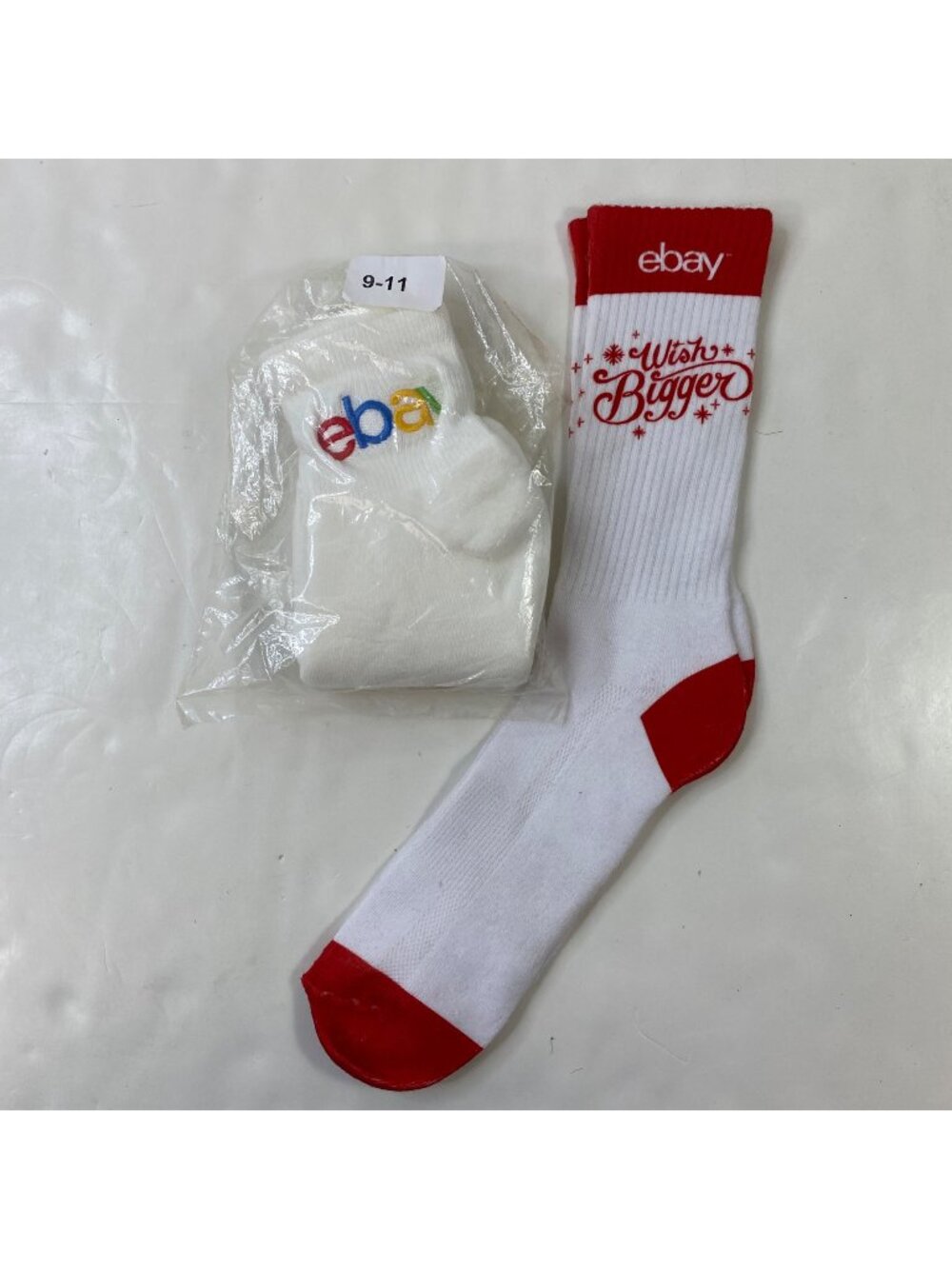 Womens Ebay Wish Bigger Holiday Socks White Red Cotton Blend eBayana Size 9-11